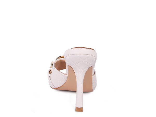 Women's MERMAID Quilted Metal Chain Heeled Sandals | Zarnesh