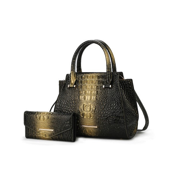 Women's MKF Croc Embossed Tote Wallet Set | Zarnesh