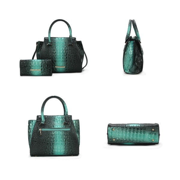 Women's MKF Croc Embossed Tote Wallet Set | Zarnesh