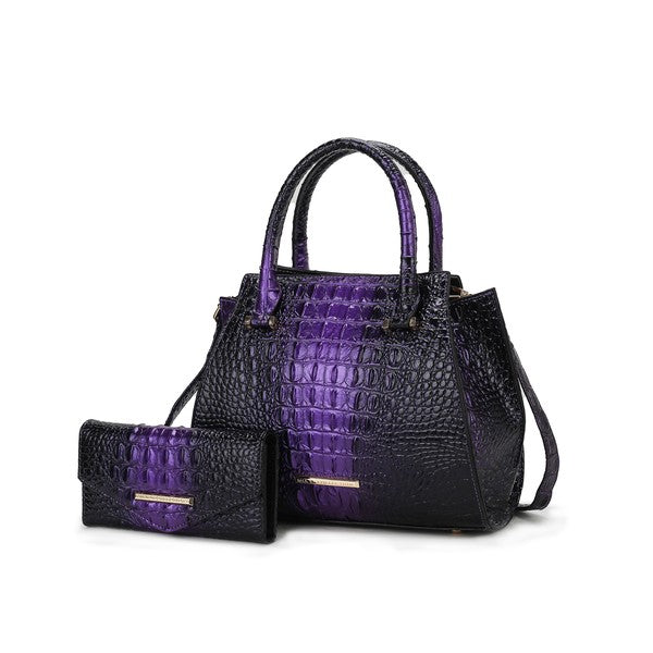 Women's MKF Croc Embossed Tote Wallet Set | Zarnesh
