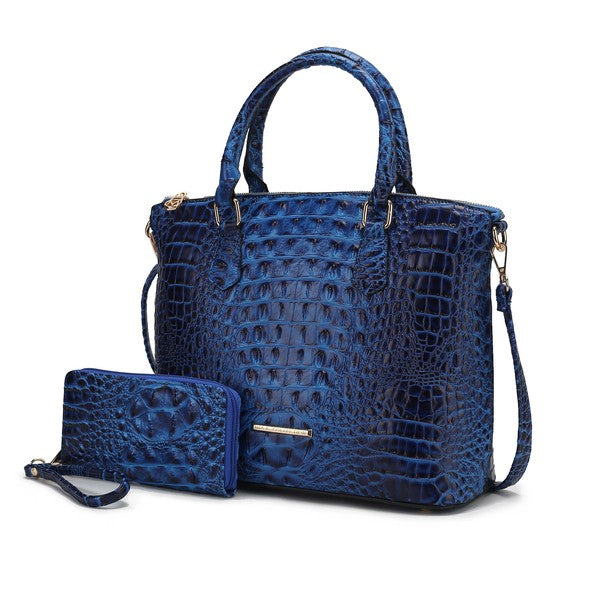 Women's MKF Croc Embossed Tote Bag Matching Wallet Set | Zarnesh
