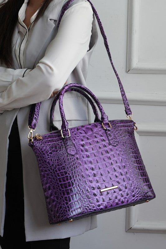 Women's MKF Croc Embossed Tote Bag Matching Wallet Set | Zarnesh