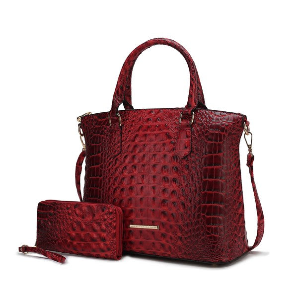 Women's MKF Croc Embossed Tote Bag Matching Wallet Set | Zarnesh