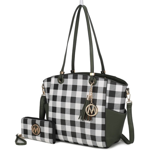 Women's MKF Plaid Tote Bag with Wallet | Zarnesh