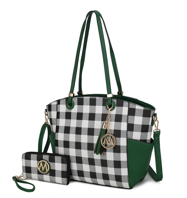 Women's MKF Plaid Tote Bag with Wallet | Zarnesh
