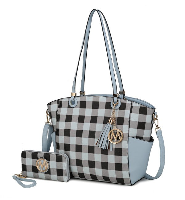 Women's MKF Plaid Tote Bag with Wallet | Zarnesh