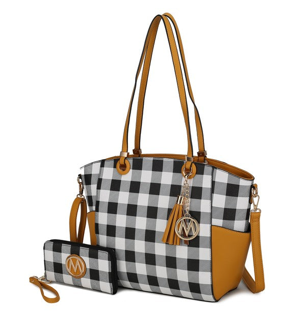 Women's MKF Plaid Tote Bag with Wallet | Zarnesh