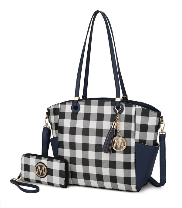 Women's MKF Plaid Tote Bag with Wallet | Zarnesh