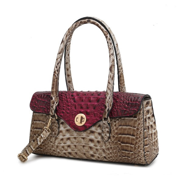 Women MKF Liviana Croc Embossed Dual Handles Shoulder Bag | Zarnesh