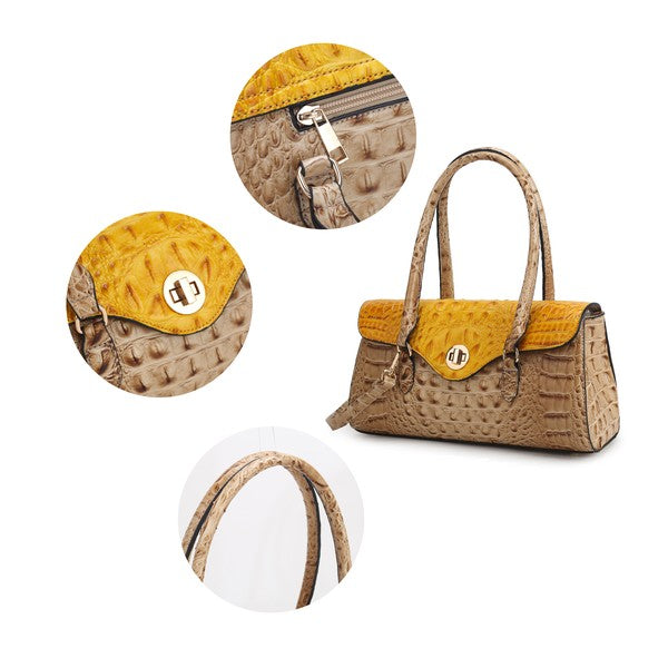 Women MKF Liviana Croc Embossed Dual Handles Shoulder Bag | Zarnesh