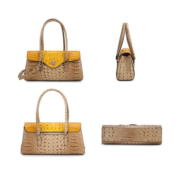 Women MKF Liviana Croc Embossed Dual Handles Shoulder Bag | Zarnesh