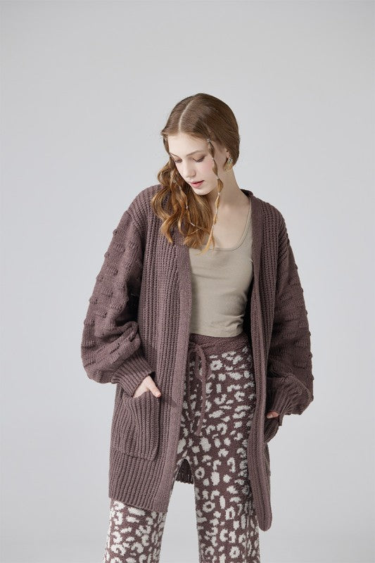 Women’s Oversized Knit Pompom Sleeve Cardigan Sweater | Zarnesh