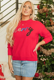 Women’s Merry Christmas Letter Embroidered Tinsel Sweater | Zarnesh