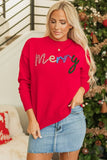 Women’s Merry Christmas Letter Embroidered Tinsel Sweater | Zarnesh