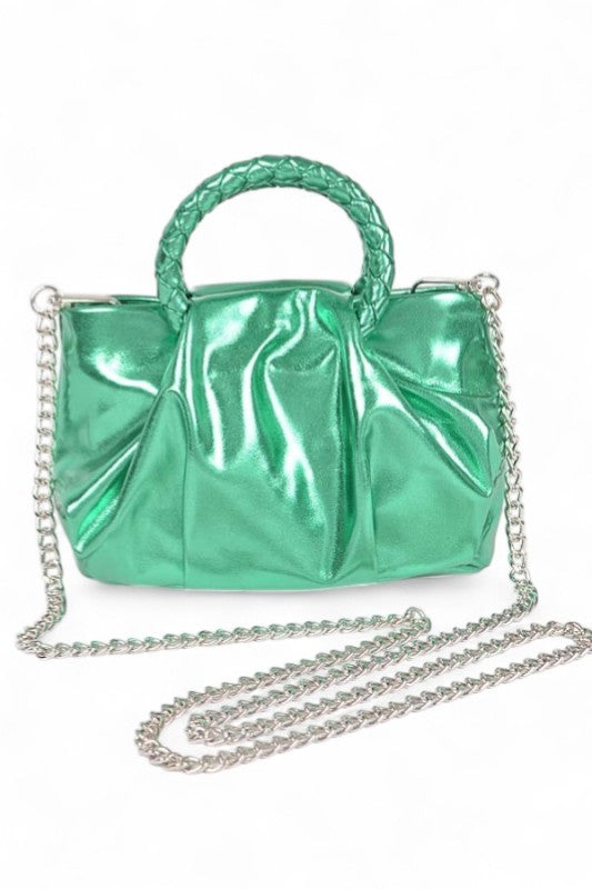 Women’s Metallic Braided Top Handle Small Crossbody Bag | Zarnesh