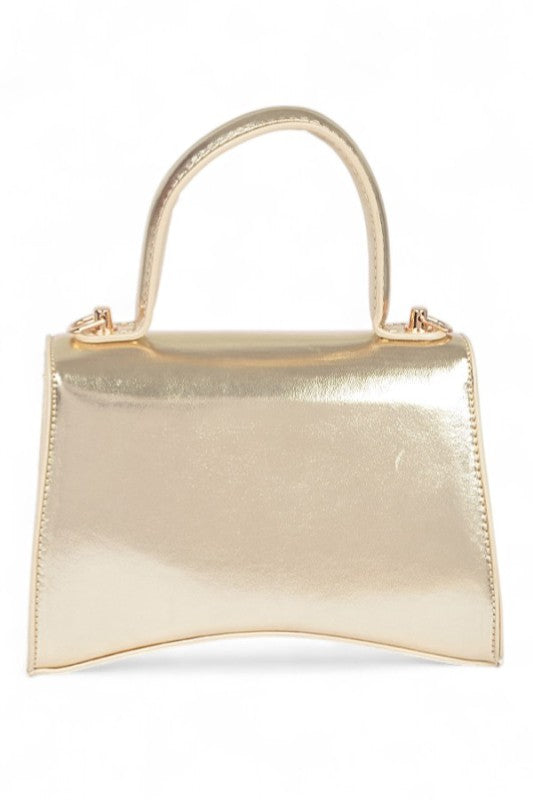 Women’s Metallic Faux Leather Studded Handle Swing Bag | Zarnesh
