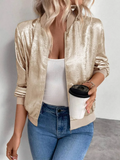 Women’s Metallic Zip Up Bomber Jacket Coat | Zarnesh
