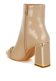 Women’s Metallic Heel Ankle Boots Patent Booties | Zarnesh