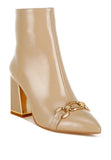 Women’s Metallic Heel Ankle Boots Patent Booties | Zarnesh