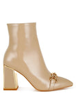 Women’s Metallic Heel Ankle Boots Patent Booties | Zarnesh