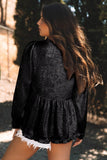 Women’s Metallic Puff Sleeve Frill V-Neck Blouse | Zarnesh