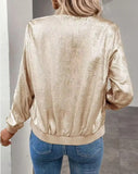 Women’s Metallic Zip Up Bomber Jacket Coat | Zarnesh