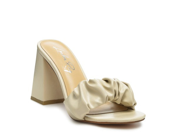 Women's Noie Mid Block Heel Pleated Strap Sandals | Zarnesh