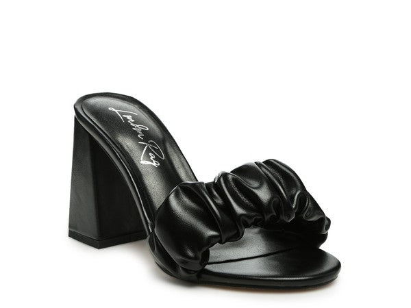 Women's Noie Mid Block Heel Pleated Strap Sandals | Zarnesh