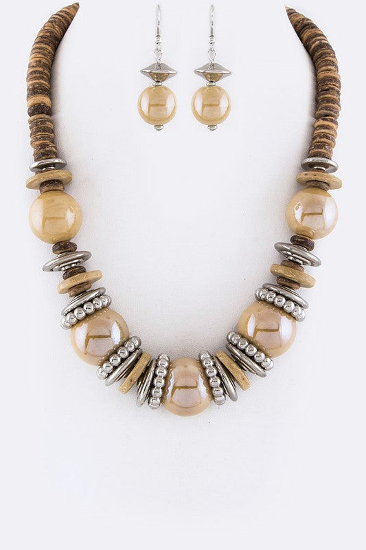 Women's  Mix Beads & Disks Necklace Set  | Zarnesh