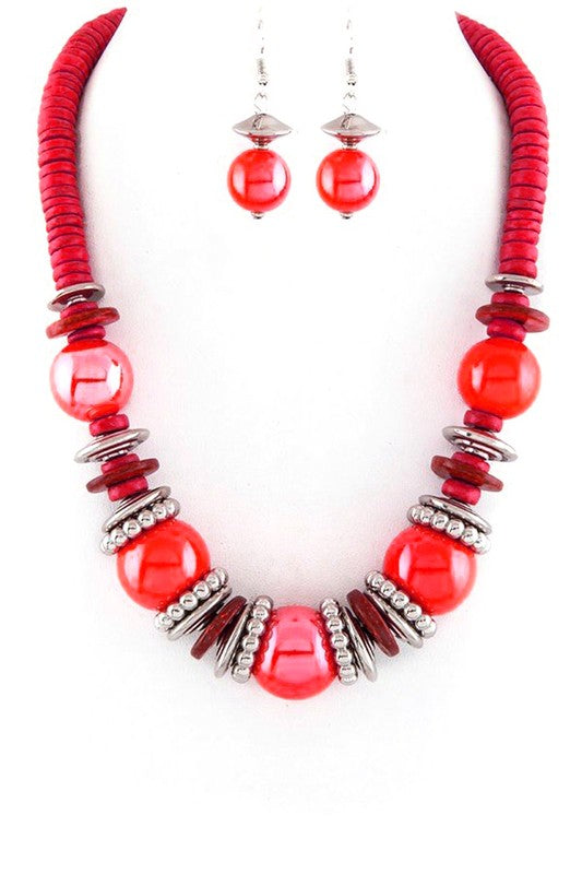 Women's  Mix Beads & Disks Necklace Set  | Zarnesh