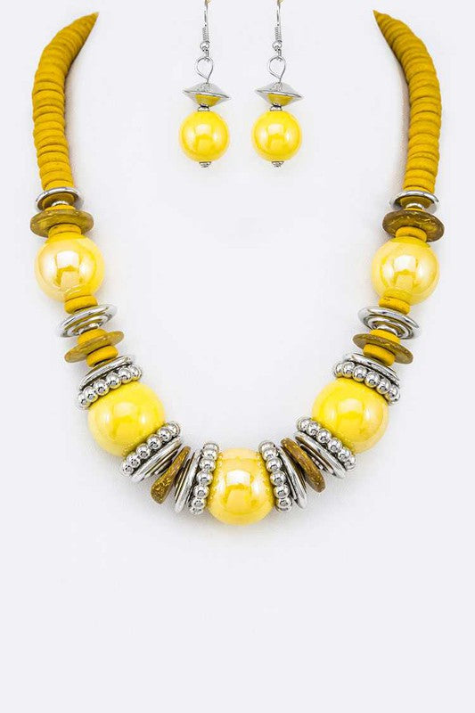 Women's  Mix Beads & Disks Necklace Set  | Zarnesh