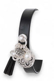 Women's  Mix Clover Charm Leather Bracelet | Zarnesh