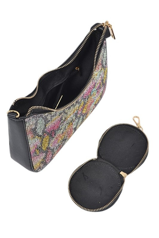 Women's Mix Colour Rhinestone Coin Pouch Crossbody Swing Bag | Zarnesh