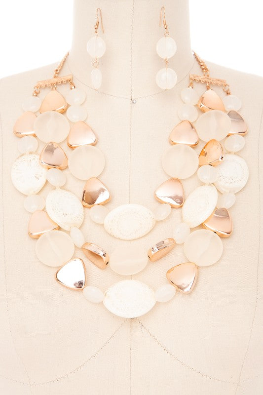 Women’s Mix Pebble Resin Beads Statement Necklace Set | Zarnesh