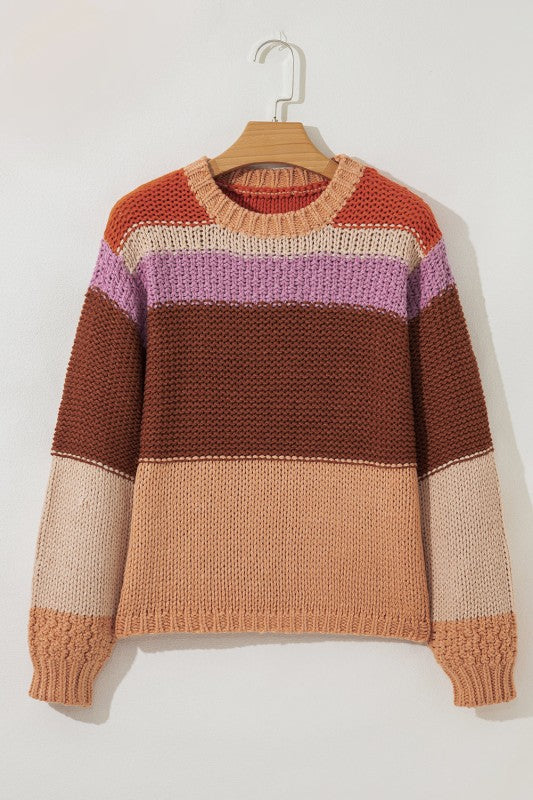 Women’s ColorBlock Chunky Striped Drop Shoulder Sweater | Zarnesh