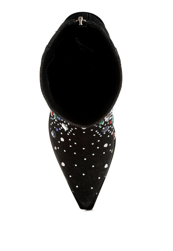 Women's Multi Color Stones Embellished Boots | Zarnesh
