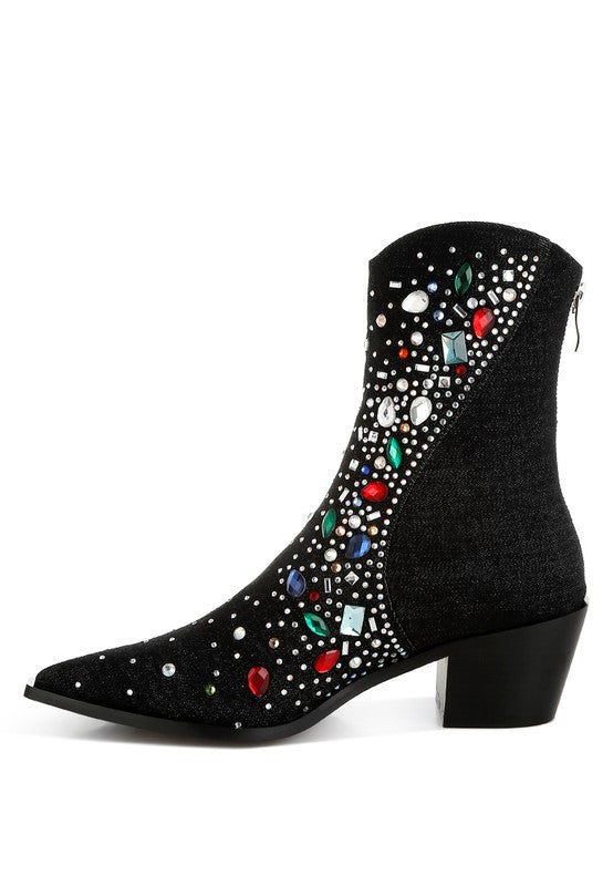Women's Multi Color Stones Embellished Boots | Zarnesh