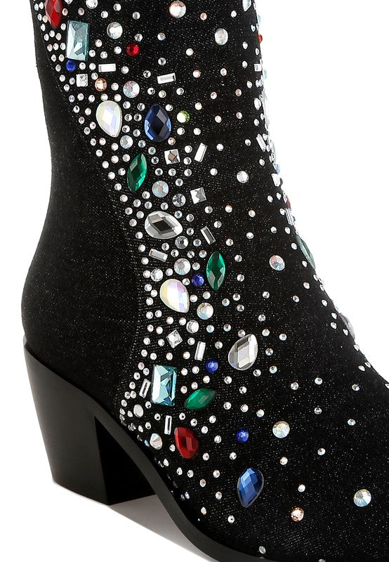 Women's Multi Color Stones Embellished Boots | Zarnesh