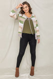 Women's Multi Color Stripe Waffle Trim Open Cardigan | Zarnesh