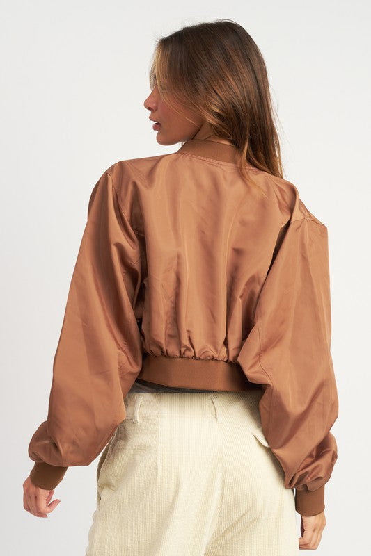 Women’s Multi Pocket Cropped Bomber Jacket | Zarnesh