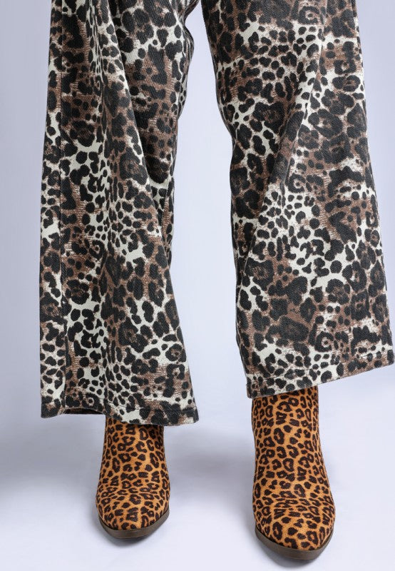 Women's Leopard Print Block Heel Boots | Zarnesh