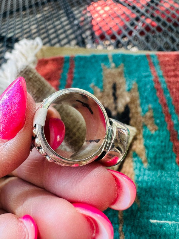 Women’s Navajo Silver & Sonoran Turquoise Mountain Rings | Zarnesh