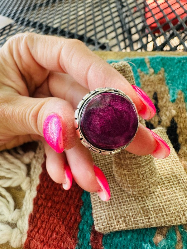 Women’s Navajo Silver & Purple Spiny Ring | Zarnesh