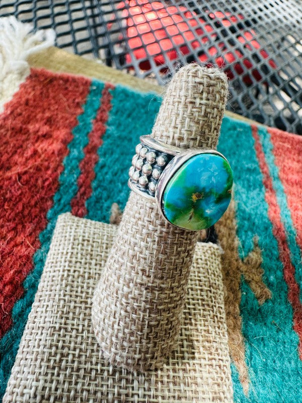 Women’s Navajo Silver & Sonoran Turquoise Mountain Rings | Zarnesh