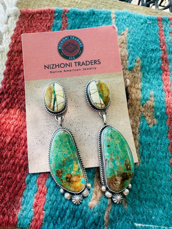 Women’s Navajo Turquoise & Sterling Silver Dangle Earrings | Zarnesh