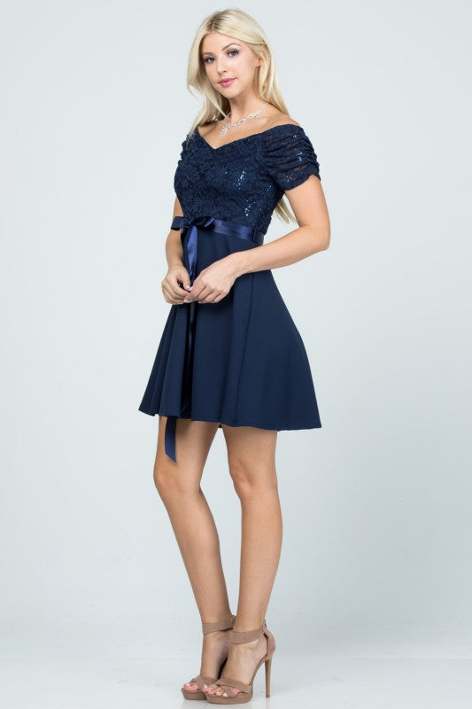 Women's Off Shoulder Flare Mini Party Dress | Zarnesh