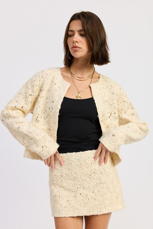 Women’s Novelty Macrame Round Neck Cropped Jacket | Zarnesh