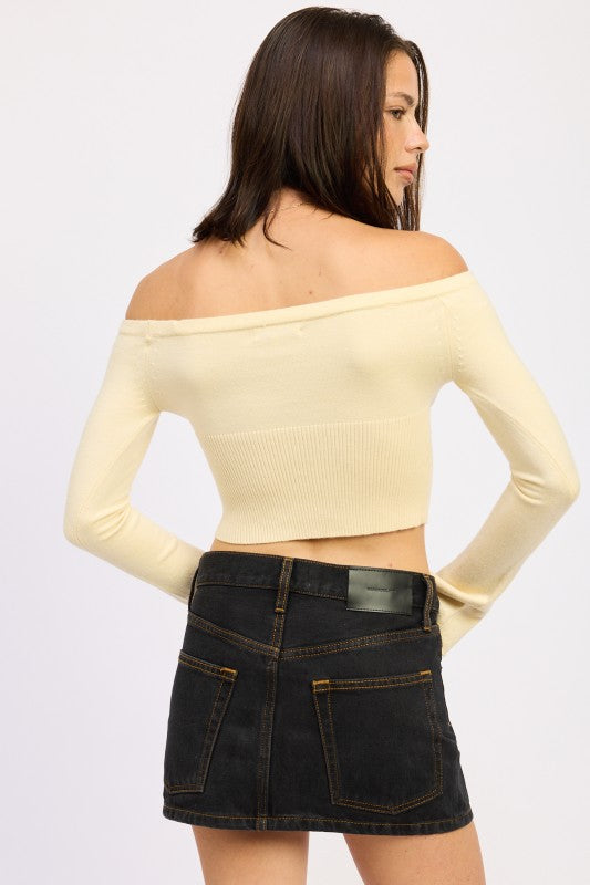 Women’s Off-Shoulder Cropped with Tie Front Crop Top | Zarnesh
