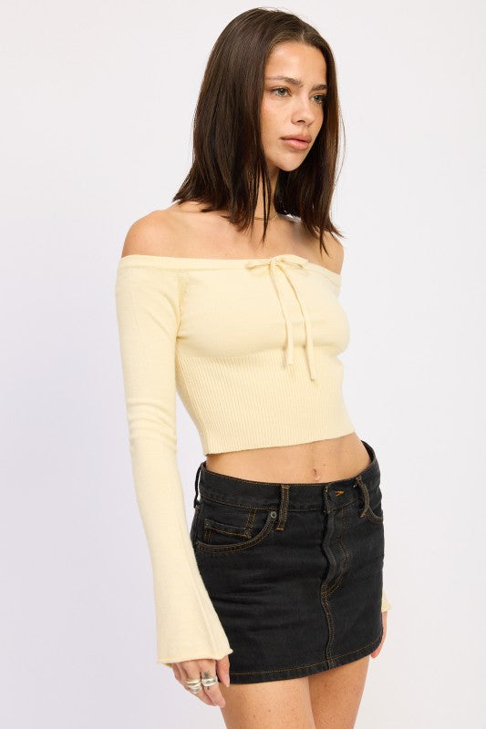 Women’s Off-Shoulder Cropped with Tie Front Crop Top | Zarnesh