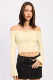 Women’s Off-Shoulder Cropped with Tie Front Crop Top | Zarnesh